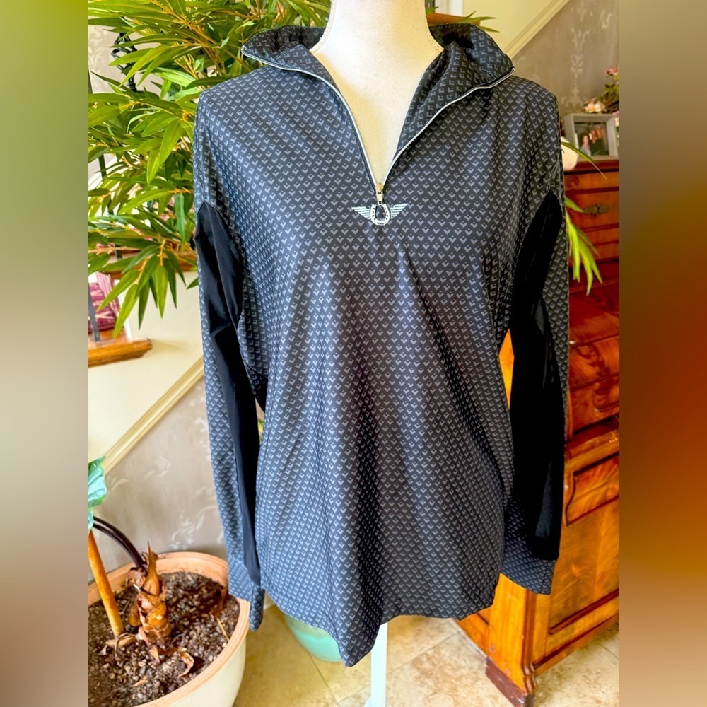 SOLD TuffRider Ladies Ventilated Technical Long Sleeve Sport Shirt, Black, Large - Picture 7 of 10